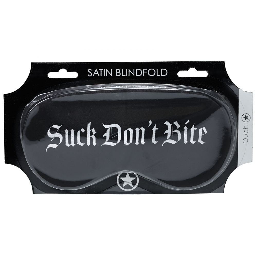 Ouch Satin Mask – "Suck Don't Bite" Printed Eye Mask
