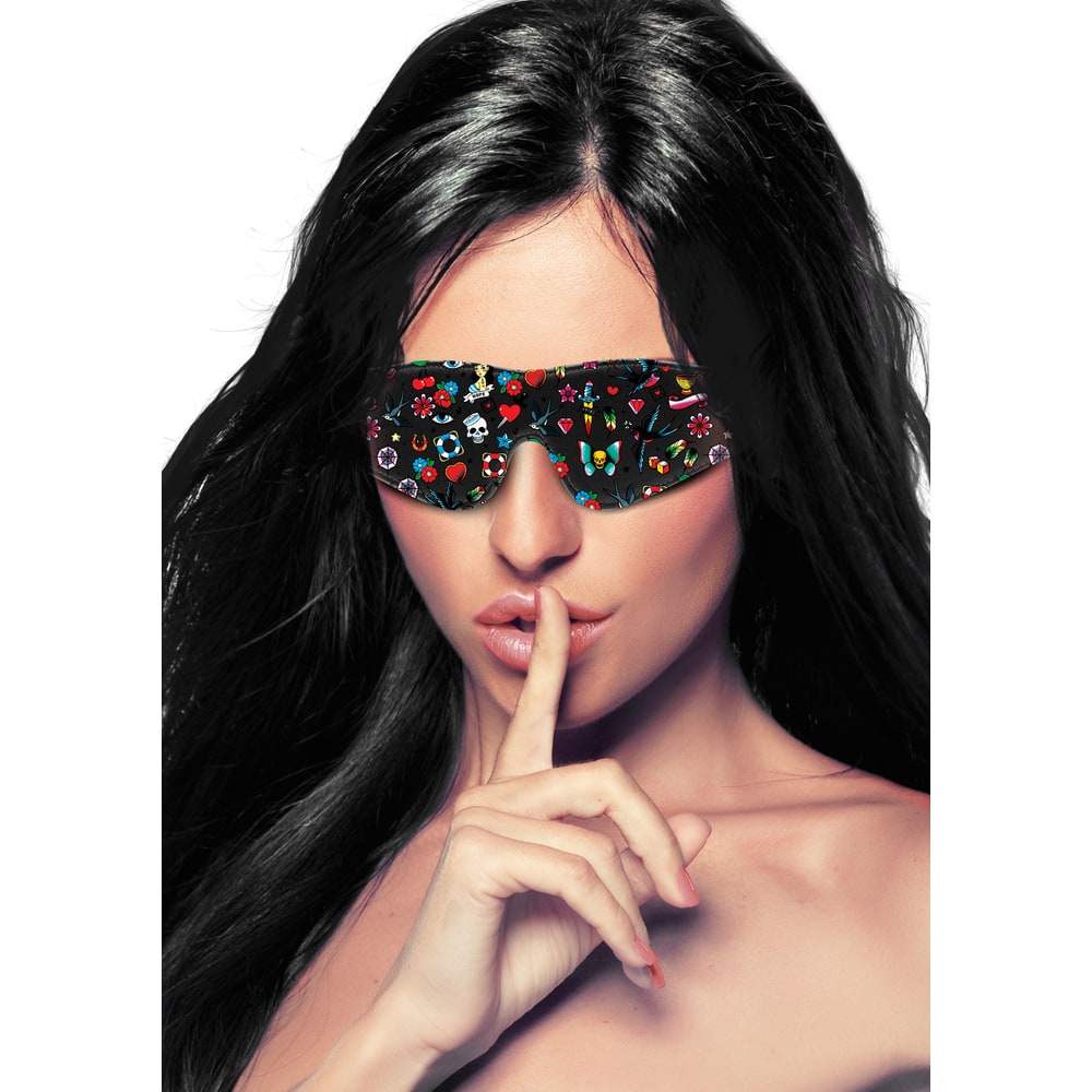 Ouch Old School Tattoo Printed Eye Mask – Elastic Strap Eye Mask