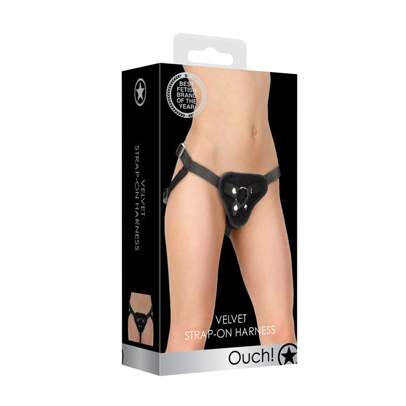 Ouch Velvet and Velcro Adjustable Harness with O-Ring – Strap-On Harness