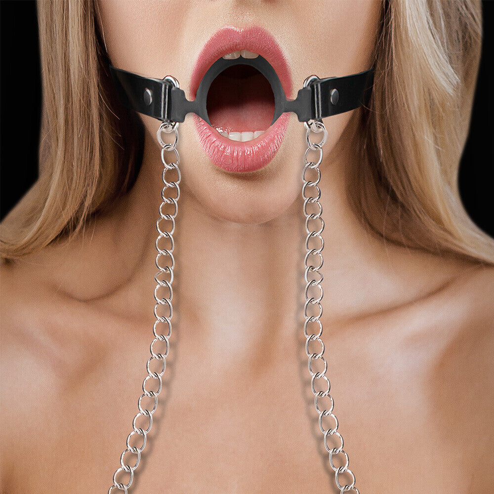 Ouch Ring Gag with Adjustable Nipple Clamps – Silicone BDSM Accessory