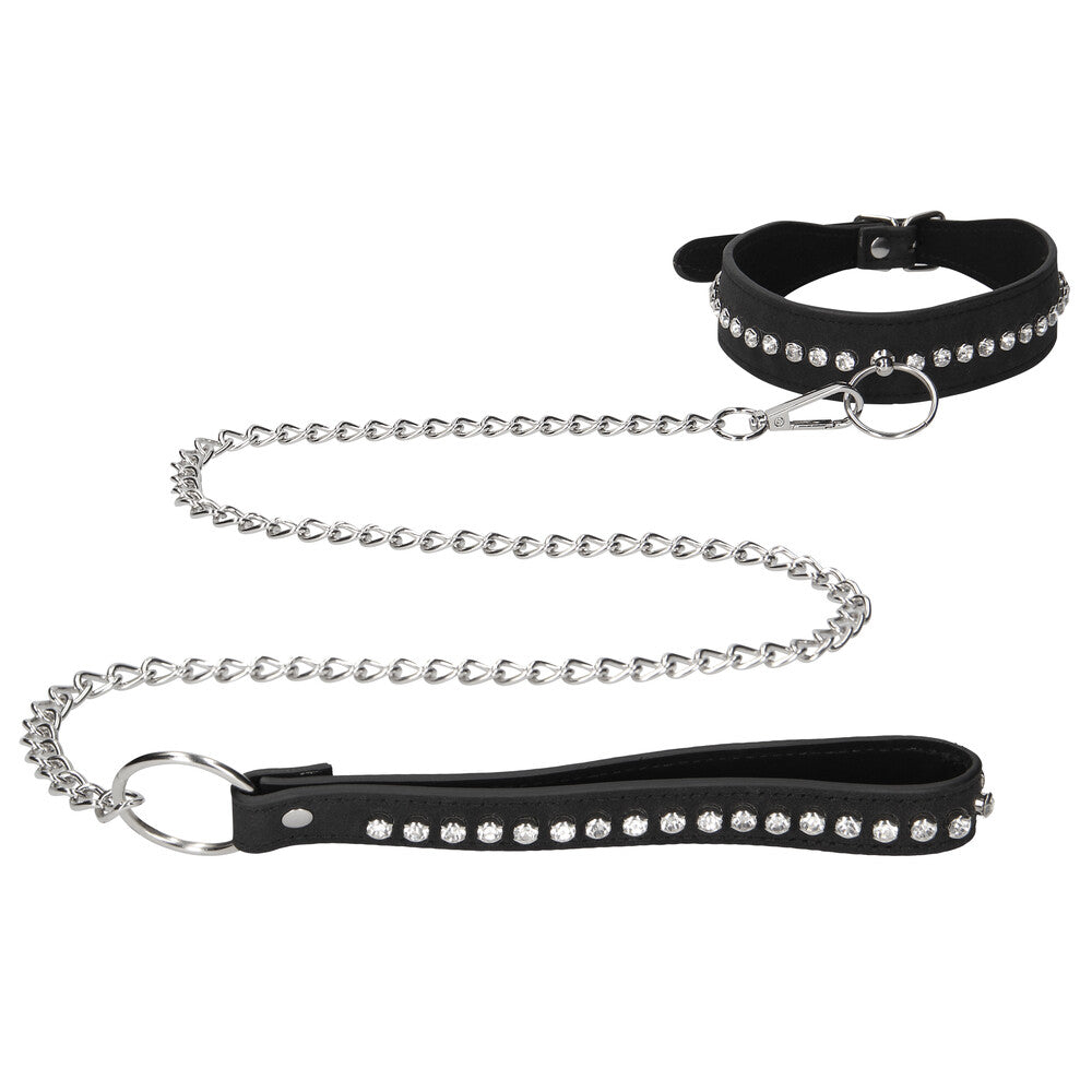Ouch Diamond Studded Collar with Leash – Adjustable BDSM Collar Set