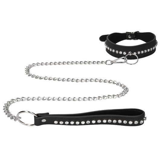 Ouch Diamond Studded Collar with Leash – Adjustable BDSM Collar Set