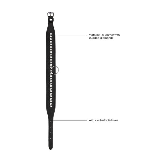 Ouch Diamond Studded Collar with Leash – Adjustable BDSM Collar Set