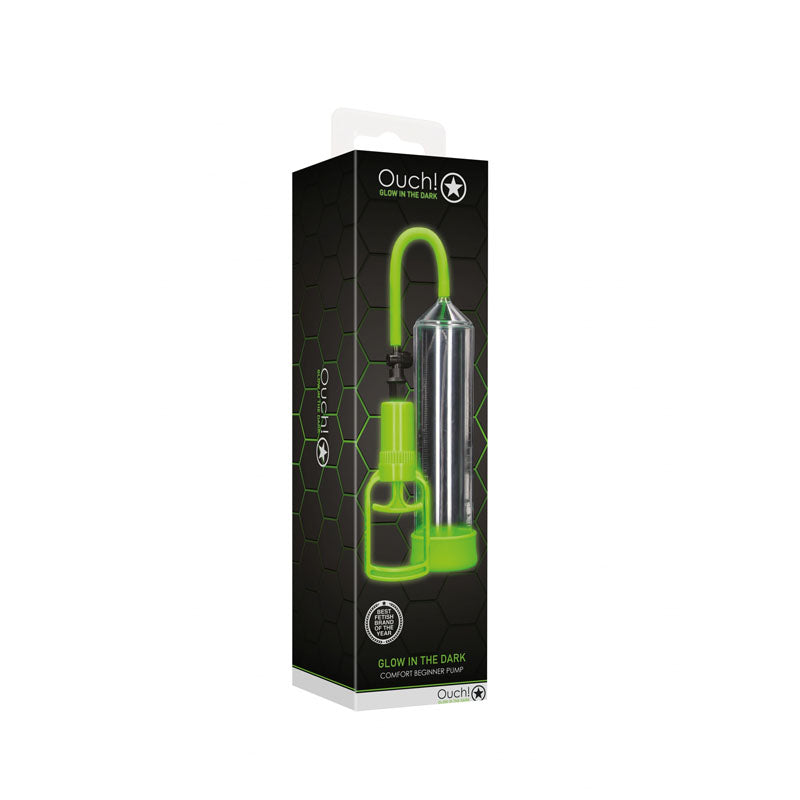 Ouch Glow In The Dark Comfort Beginner Pump Clear 9" insertable