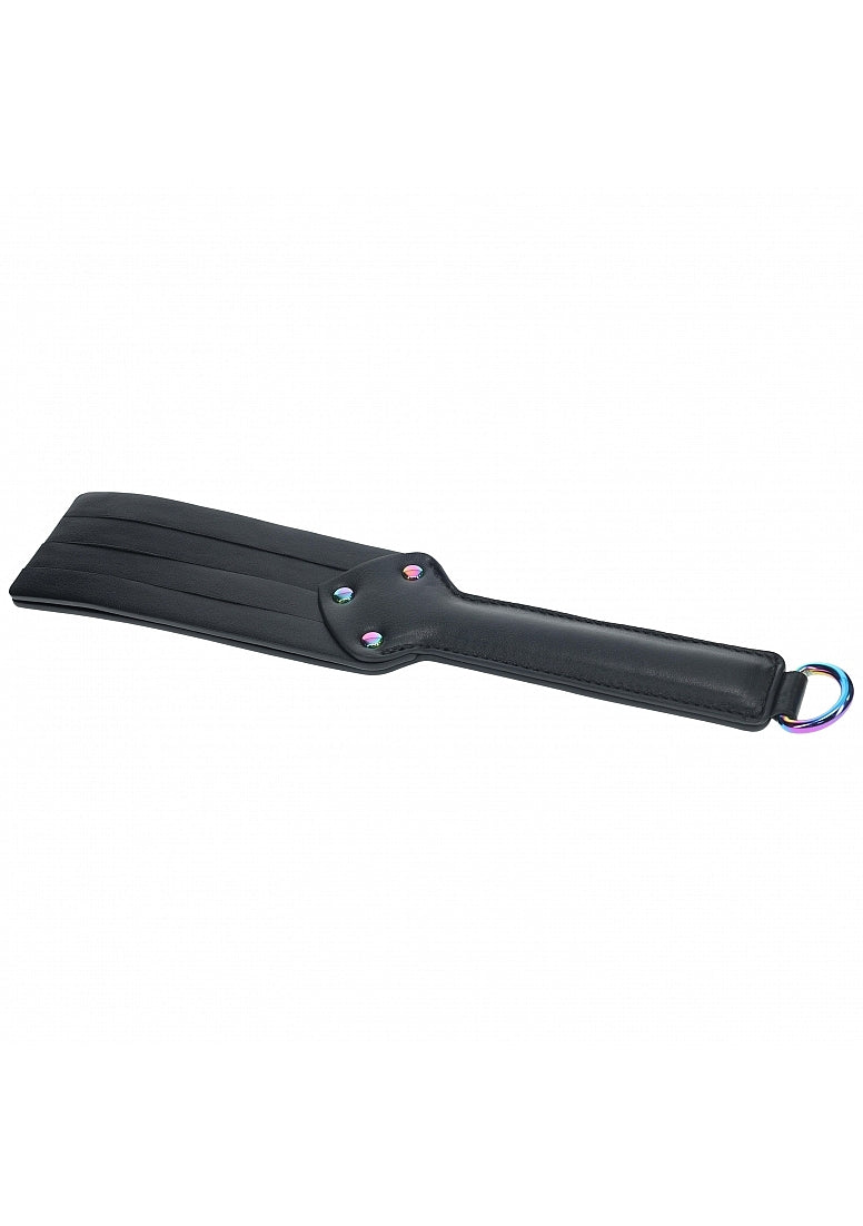 Ouch Venice Collection Paddle Black PU Leather with Iridescent Hardware