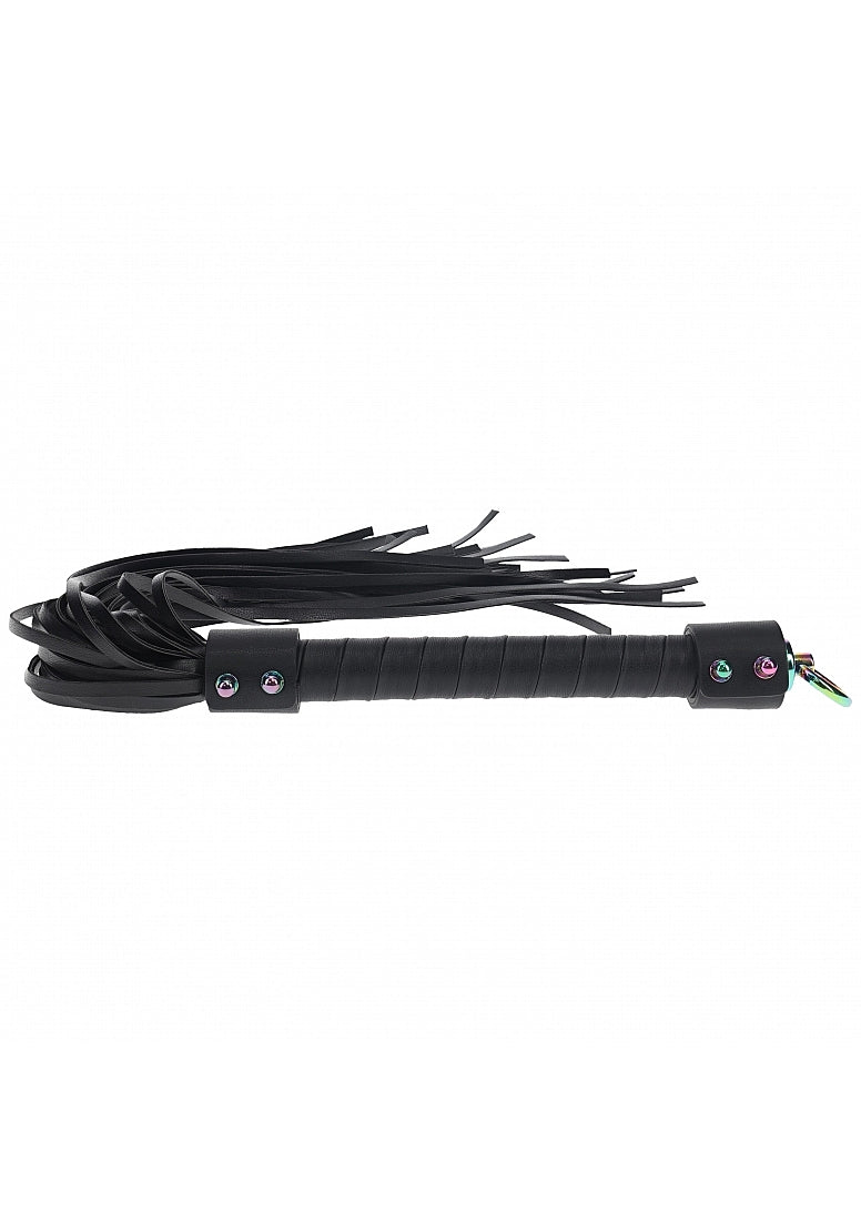 Ouch Venice Collection Flogger Black PU Leather with Iridescent Hardware