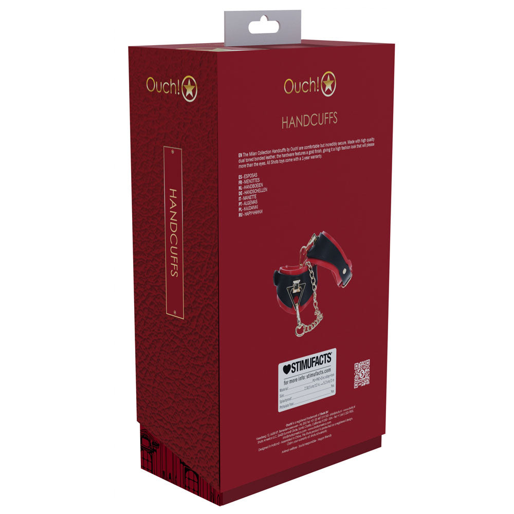 Ouch Milan Collection Handcuffs High Quality Bonded Leather Chic Design