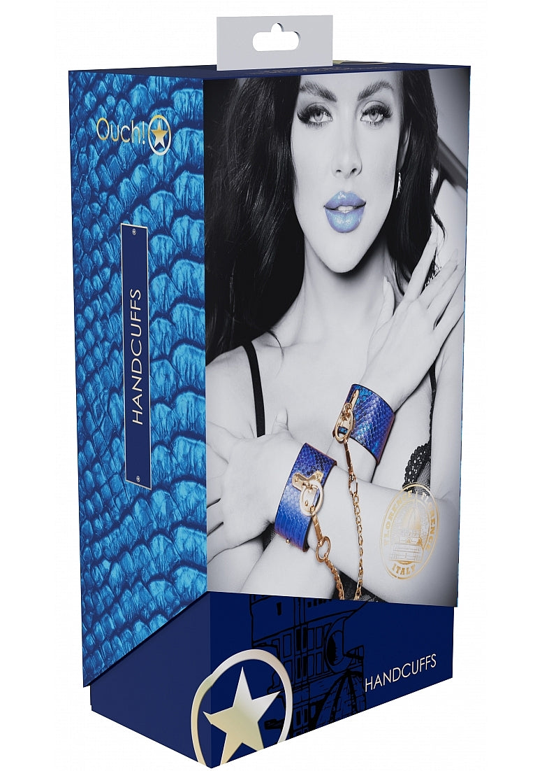 Ouch Florence Collection Blue Iridescent PU Leather Handcuffs