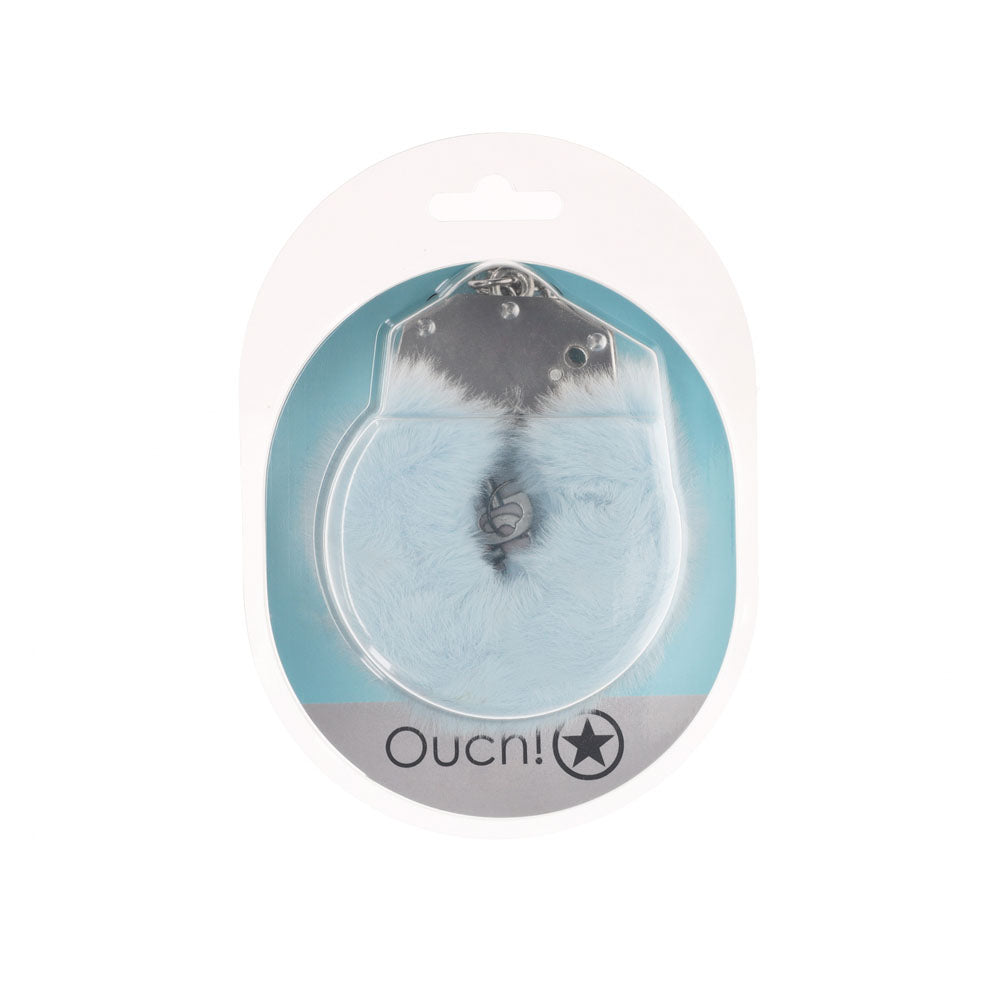 OUCH! Heavy-Duty Fluffy Cuffs 24.2cm Powder Blue Restraints