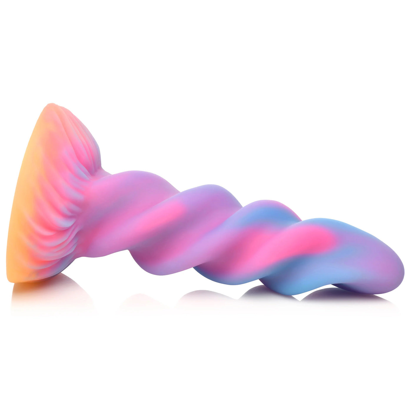 Moon Rider Glow in the Dark Unicorn (Colorful Sunburst) – Vibrant Glow Dildo 7 Inches