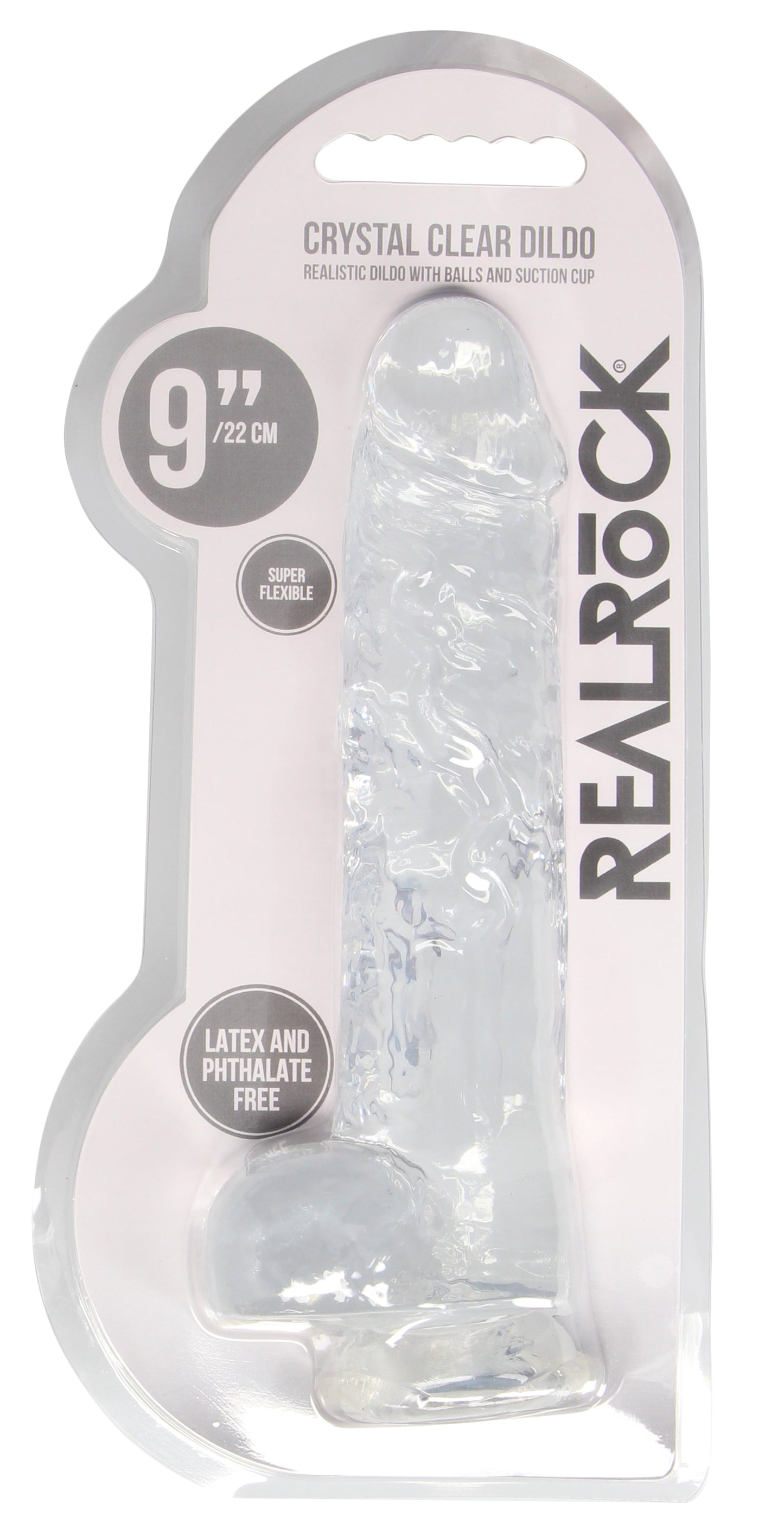 RealRock Crystal Clear 9 Inch Realistic Dildo With Balls – Body-Safe Dildo