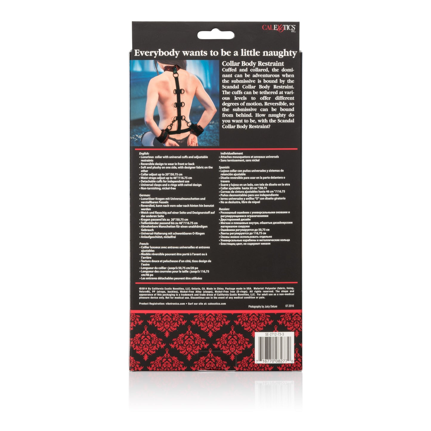 Scandal Collar Body Restraints (Red and Black) – Plush Adjustable Restraints