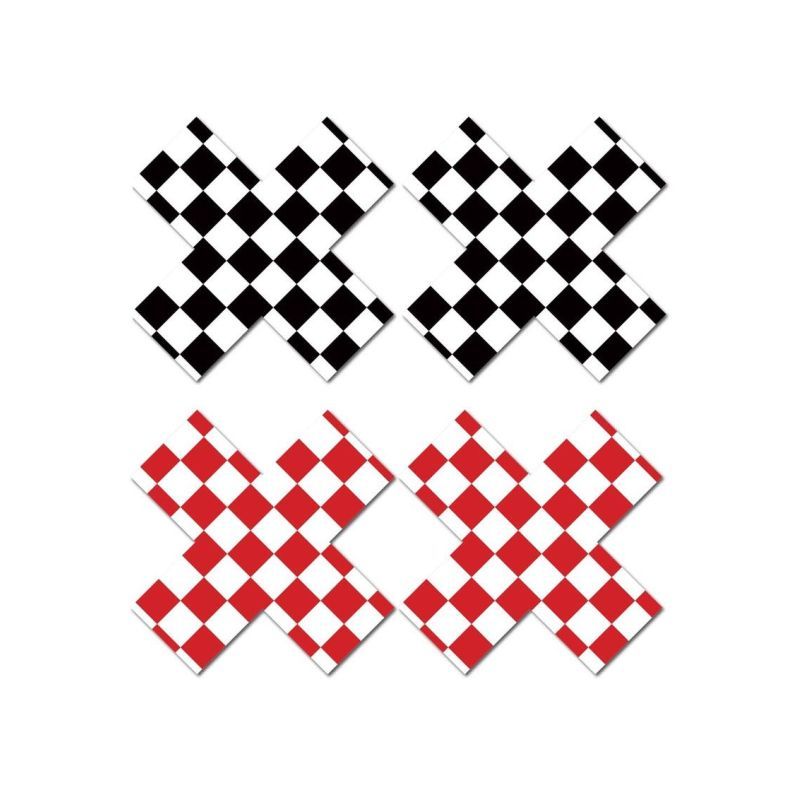 Off The Wall Pasties Set with Black and Red Checkered Design
