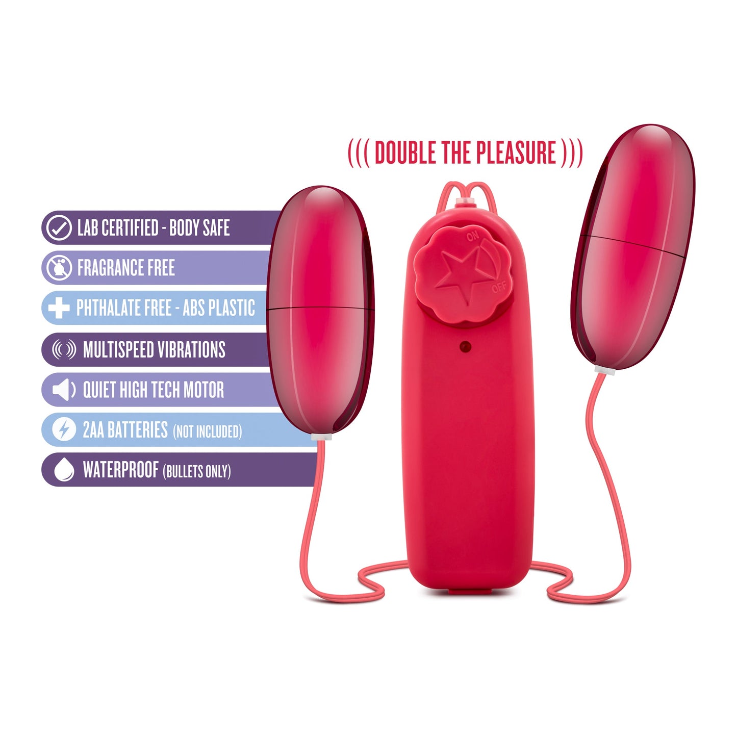 B Yours Double Pop Eggs Cerise Vibrating Pleasure Set