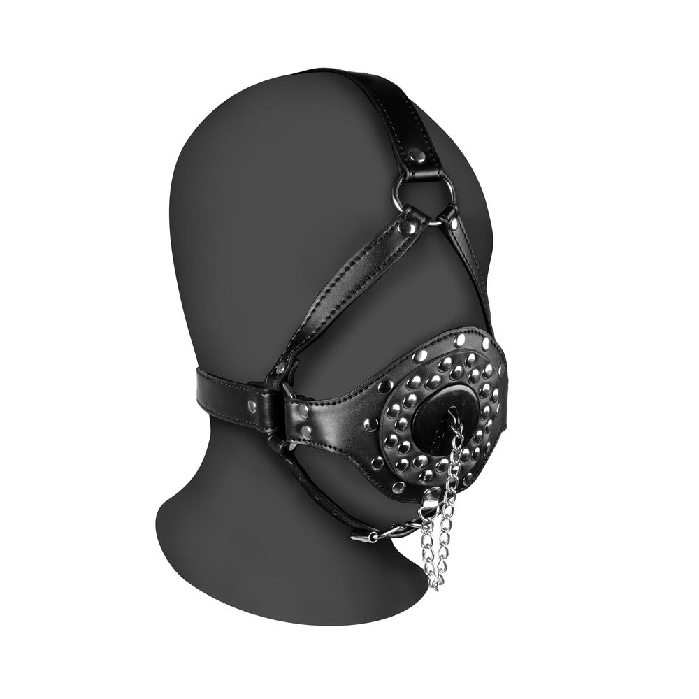 Open Mouth Gag Head Harness With Plug Stopper – Head Harness Restraint