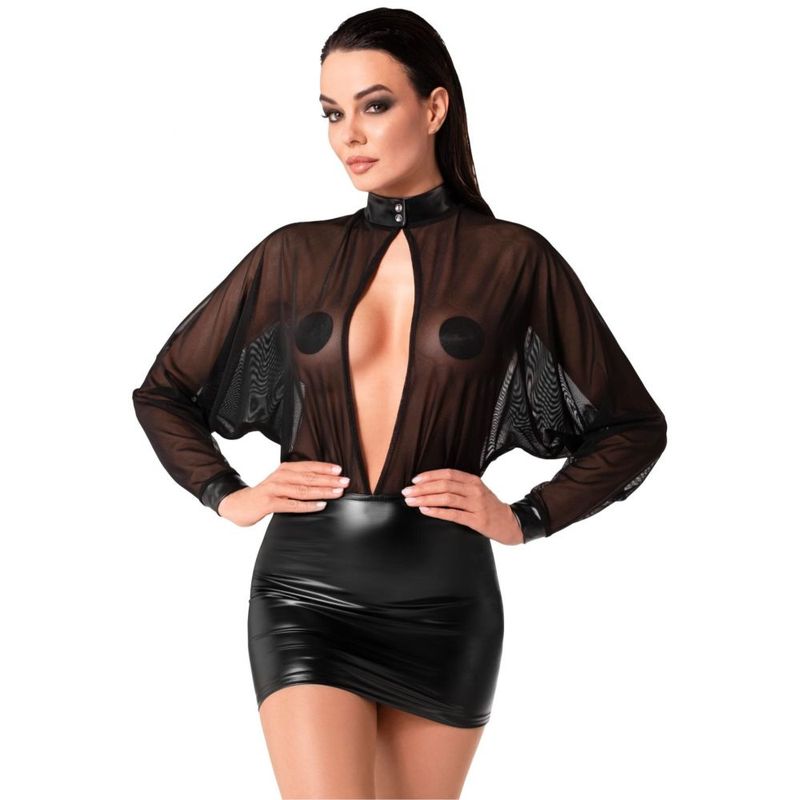 Opium Mini Dress – Sheer Mesh Top Stretchy Power Wetlook Lingerie