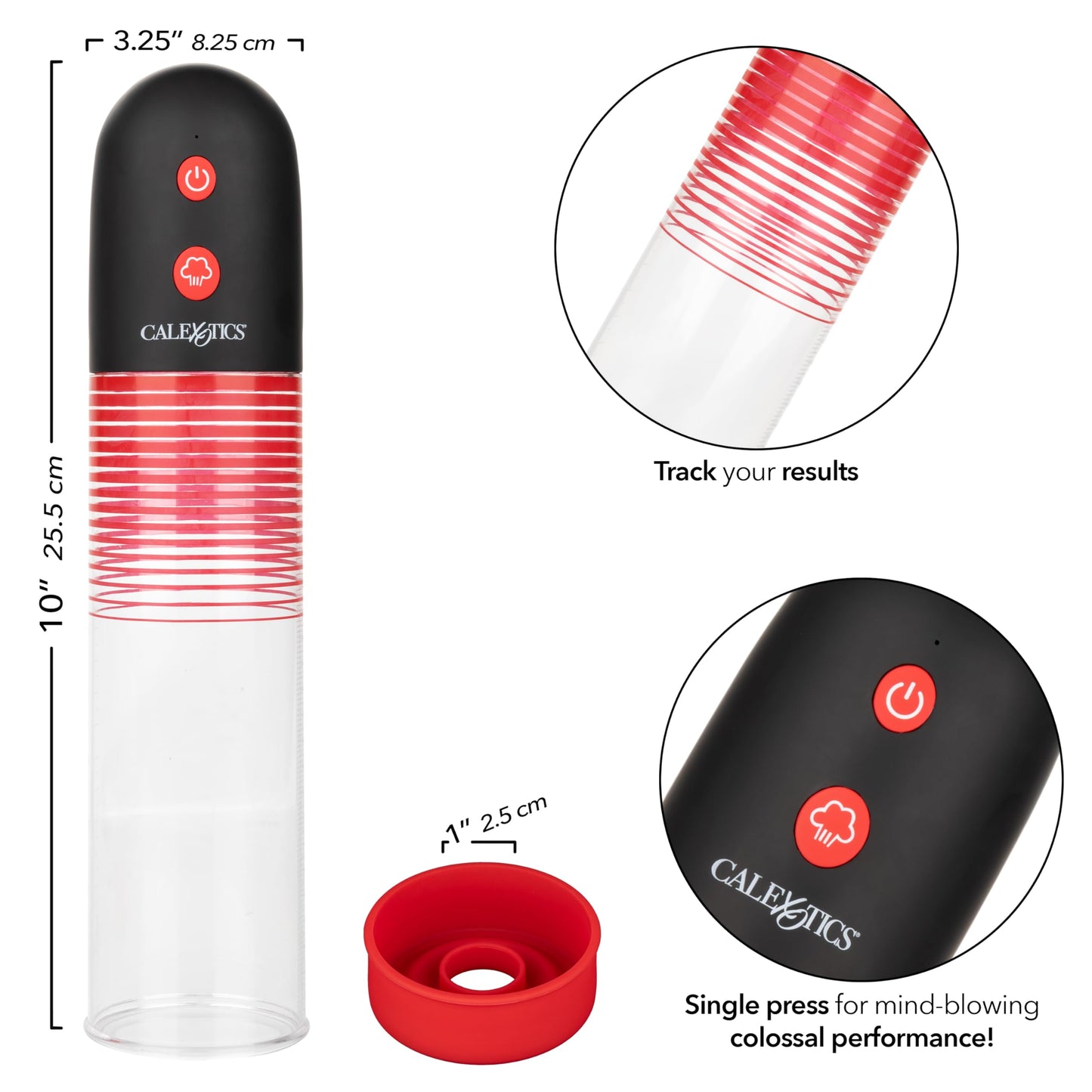 Optimum Series Big Man’s EZ Pump with Clear Cylinder and Red Silicone Base