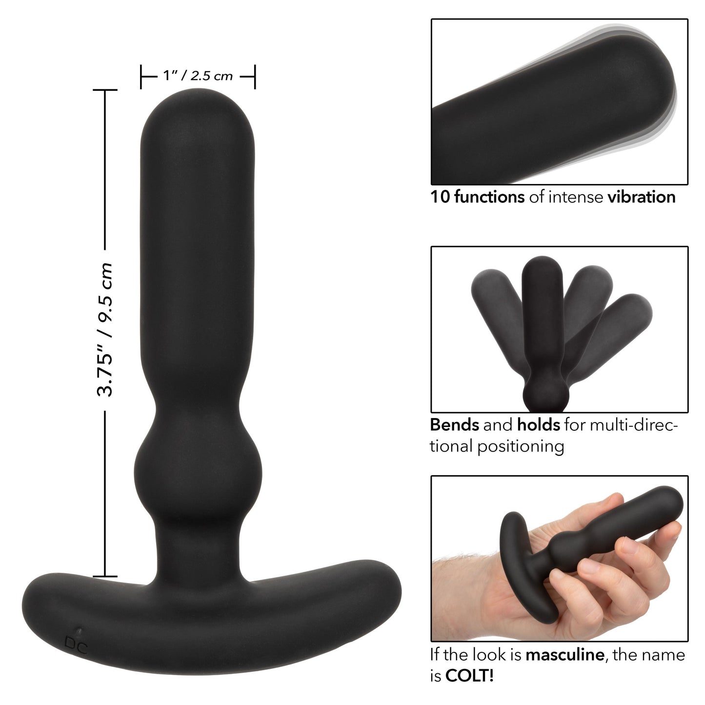Colt Anal-T Black Flexible Vibrating Probe with 10 Intense Functions