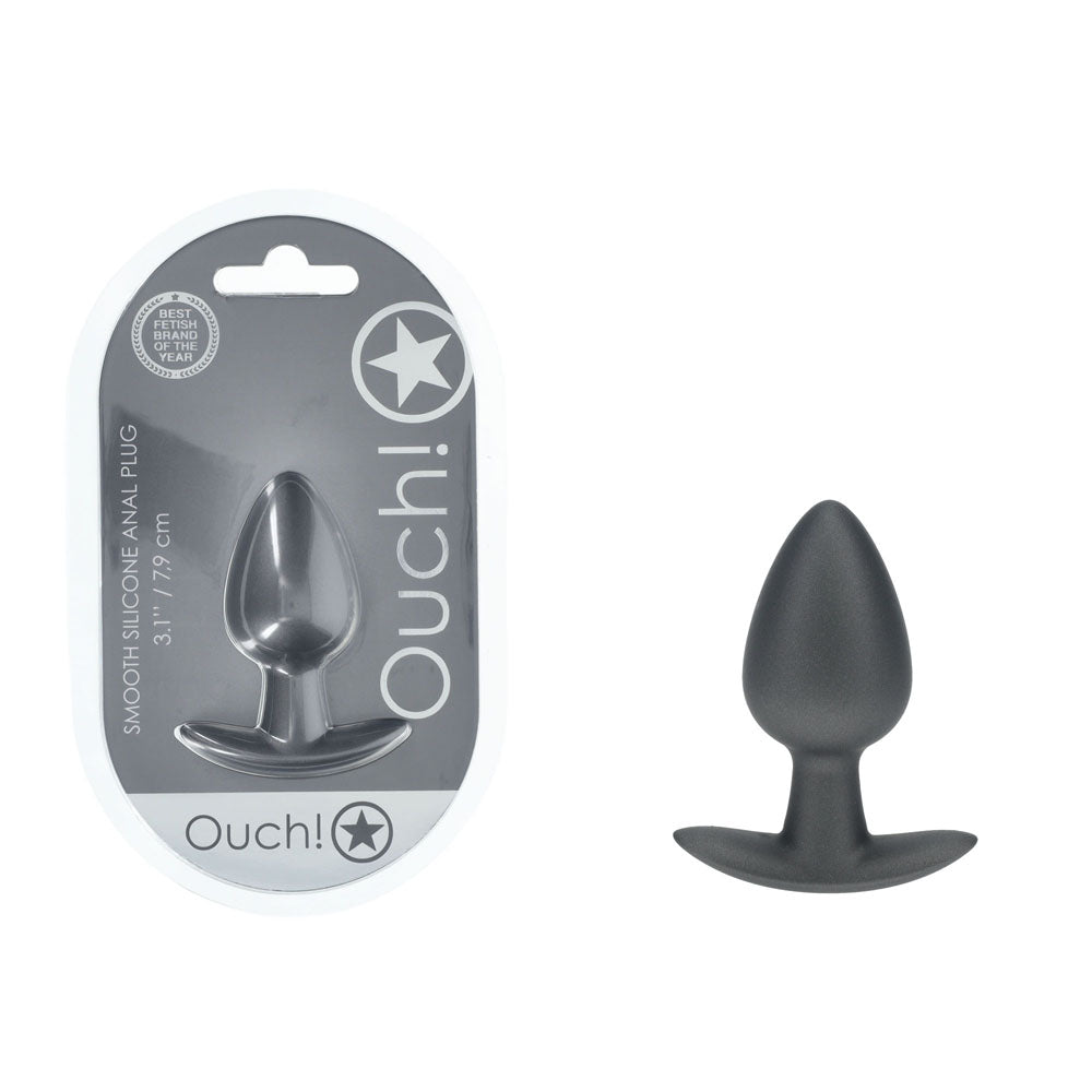 Ouch Anal Plug Medium Gun Metal Grey 3.1 Inches Butt Plug