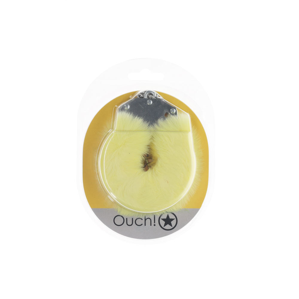 Ouch Heavy Duty Fluffy Cuffs Yellow Fluffy Restraints