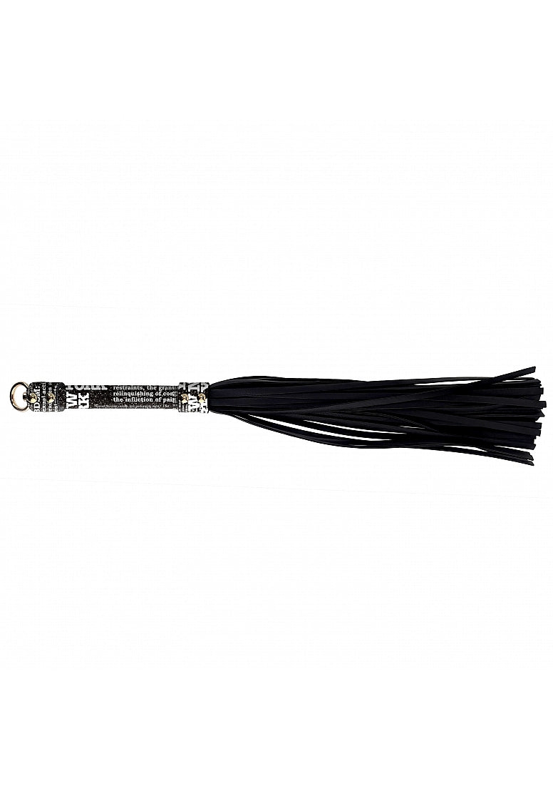 Ouch NY Collection Flogger with Black PU Leather and Iridescent Hardware