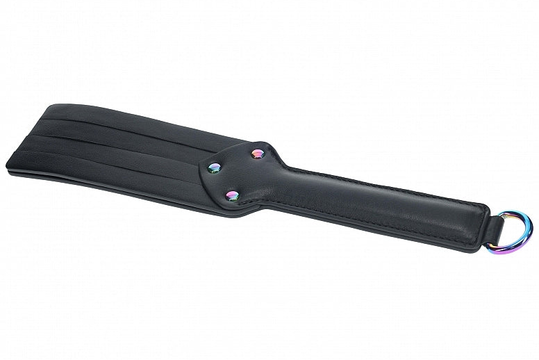 Ouch Venice Collection Paddle Black PU Leather with Iridescent Hardware