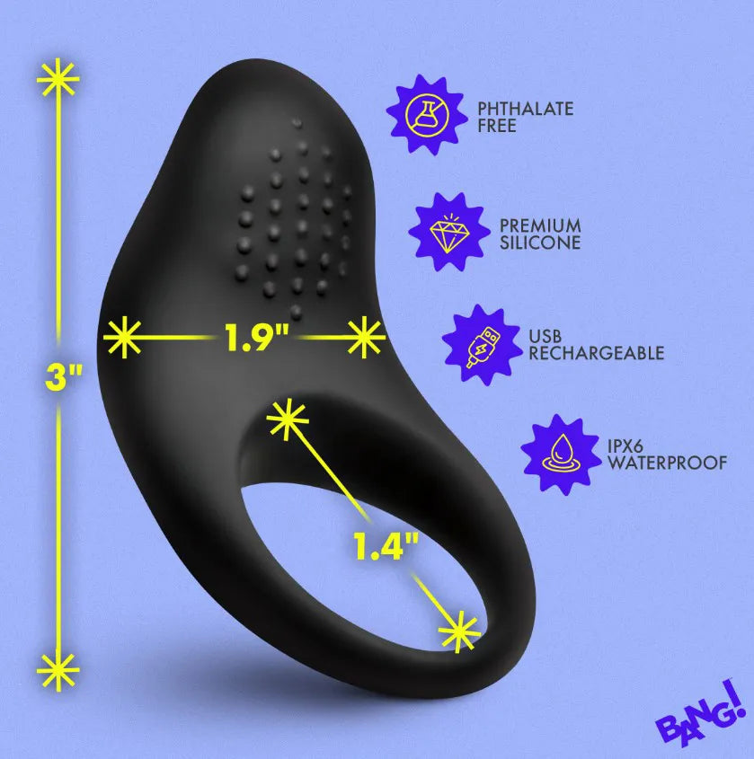 Bang! Vibrating Silicone Cock Ring – Rechargeable Couples Vibrator