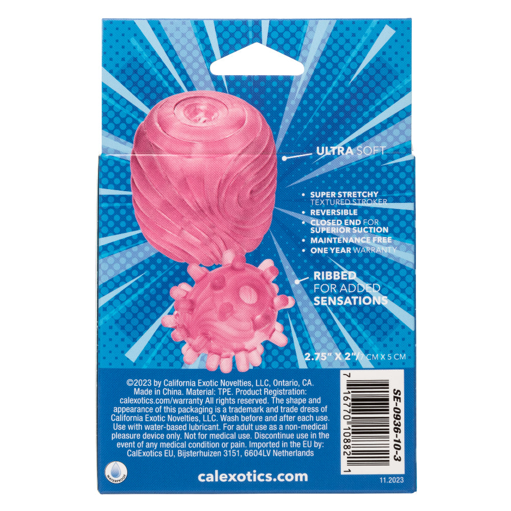 Pop Sock Textured Pink Soft Tight Stretchy Reversible Masturbator with Dual Sensations and Suction Closure