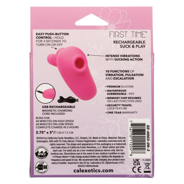 First Time Rechargeable Suck and Play (Pink) – Petite Handheld Massager