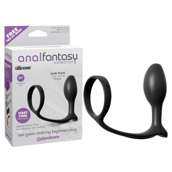 Anal Fantasy Ass-Gasm (Black) – Beginner Cock Ring Butt Plug