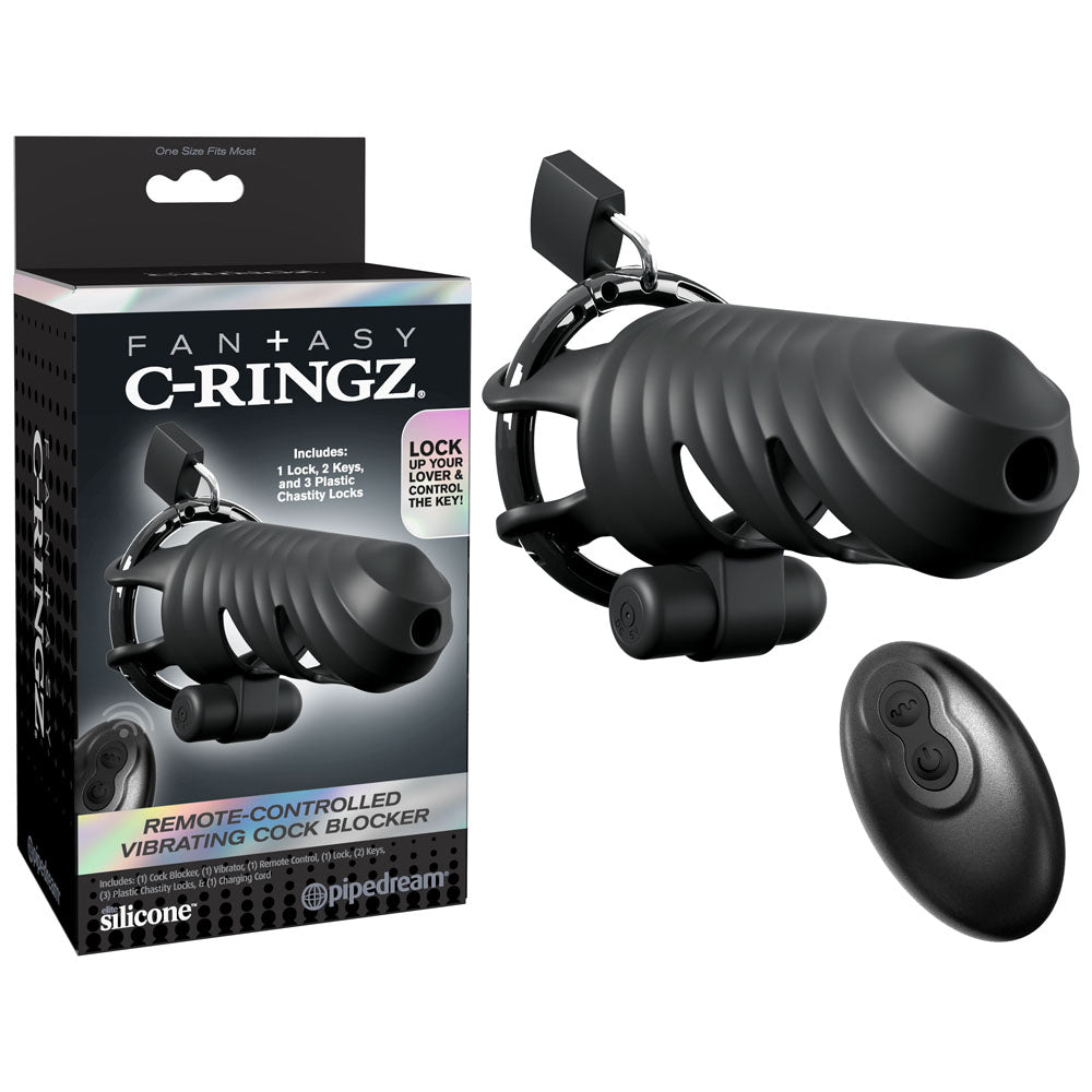 Fantasy C-Ringz (Black) – Remote-Controlled Vibrating Cock Blocker