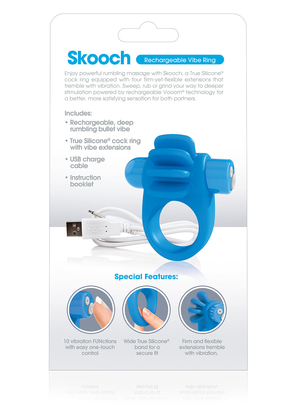 Skooch Charged – Rechargeable Vibrating Cock Ring with Textured Stimulation