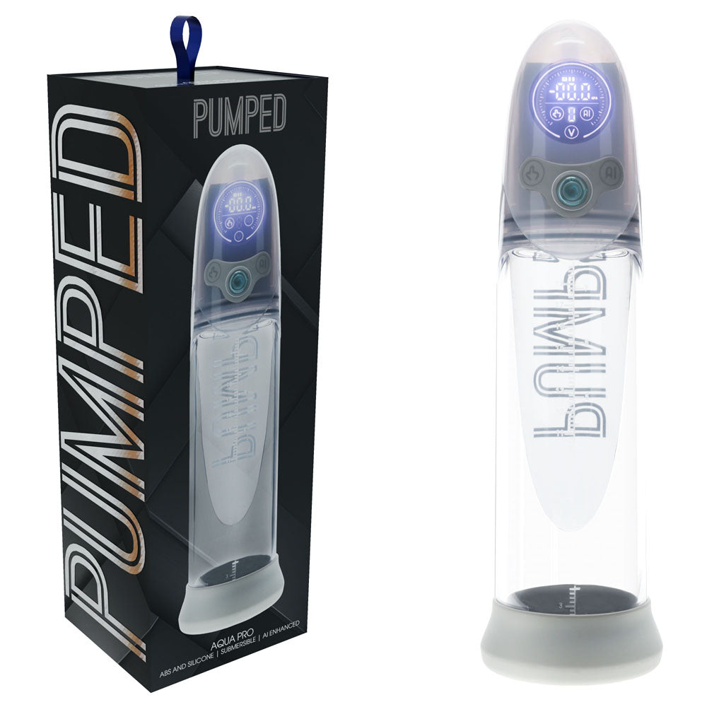 Pumped Aqua Pro Auto Penis Pump Grey Clear - 20cm Insertable