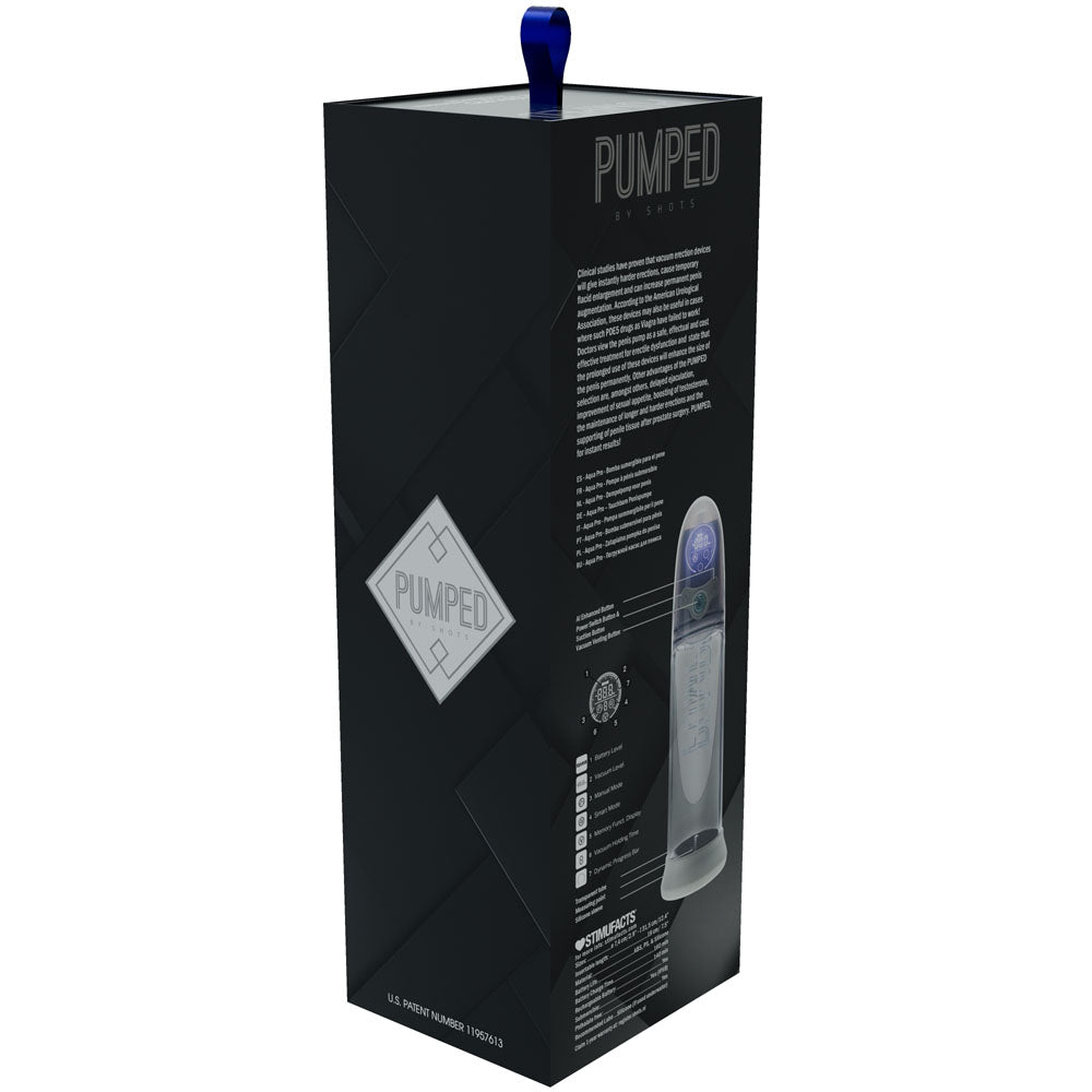 Pumped Aqua Pro Auto Penis Pump Grey Clear - 20cm Insertable