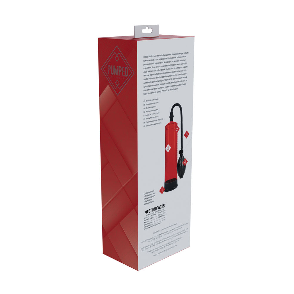 Pumped Basic Pump 1 Red Penis Pump - 20cm x 6cm