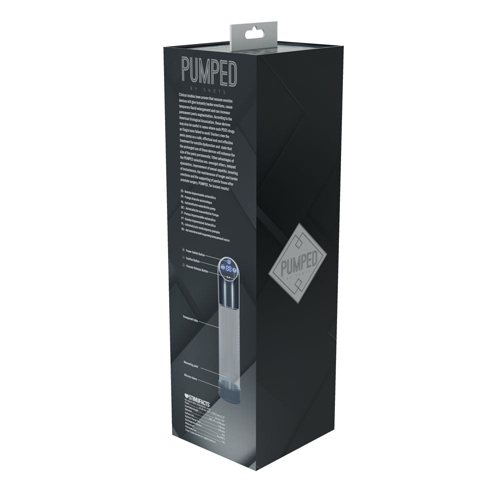 Pumped Automatic Waterproof Penis Pump in Charcoal - 20cm Insertable