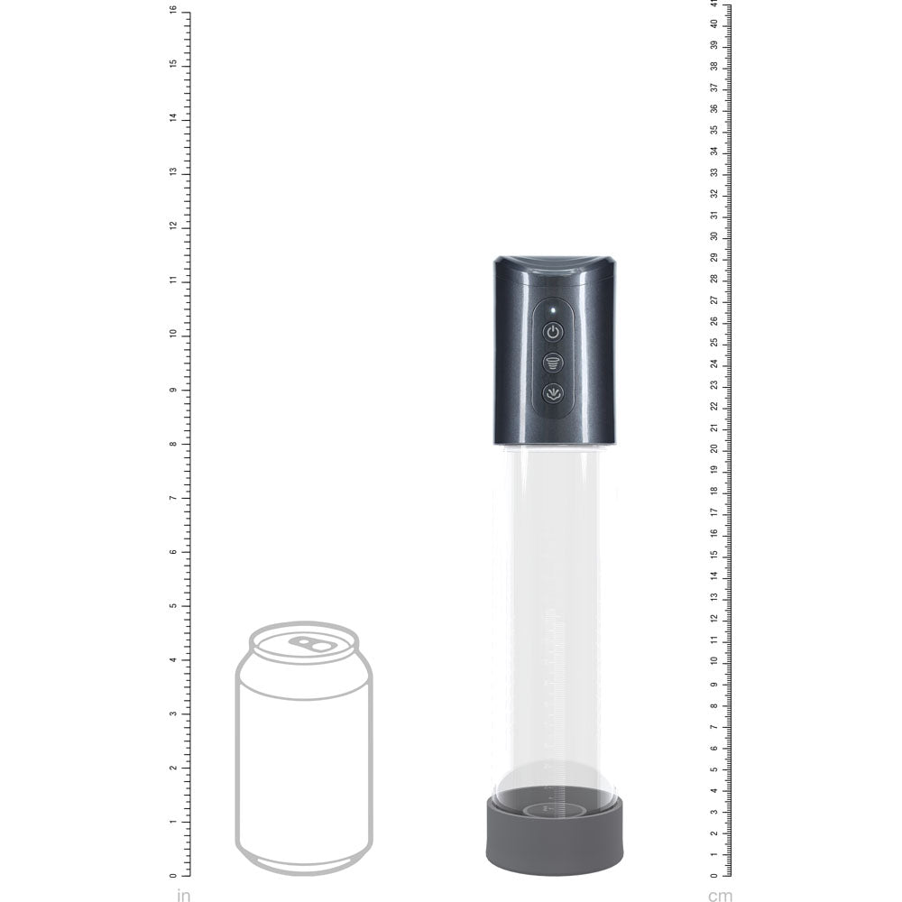 Pumped Hyperpump 20cm Automatic Penis Pump Gunmetal Grey with Silicone Insertion Sleeve