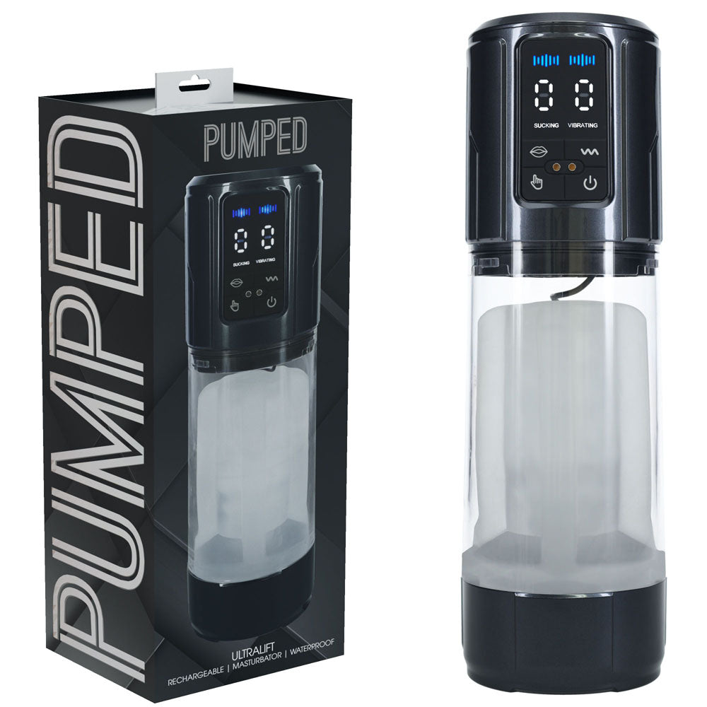 Pumped Ultralift Automatic Masturbator Gunmetal Grey Clear Intimacy Product