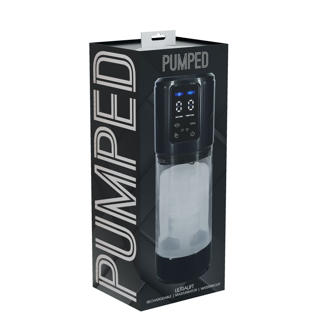 Pumped Ultralift Automatic Masturbator Gunmetal Grey Clear Intimacy Product