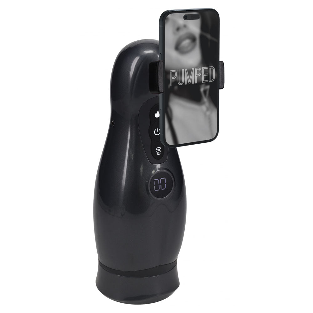 Pumped Virtuo (Gunmetal Grey/Clear) – USB Rechargeable Sucking Vibrating Masturbator