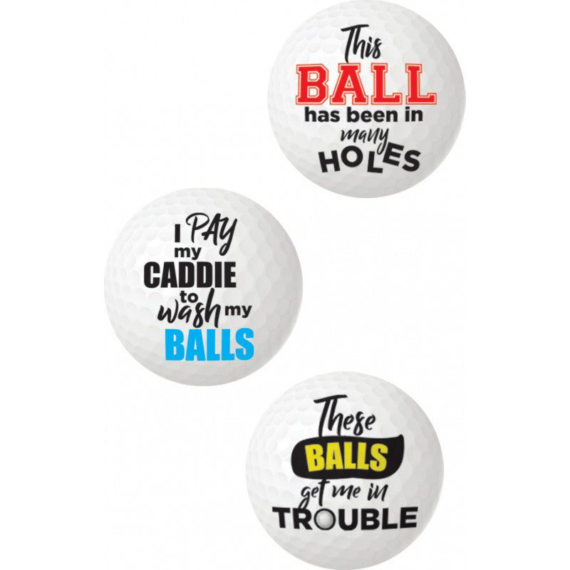 Balls Deep Novelty Golf Balls – Set of 3 Humorous Golf Ball Set