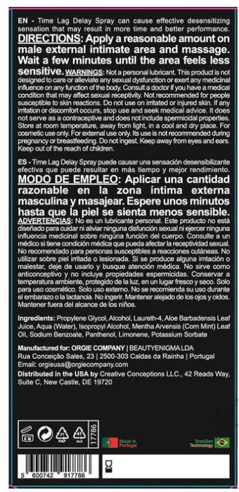 Orgie Time Lag Delay Spray for Him 10ml – Performance Enhancer Spray