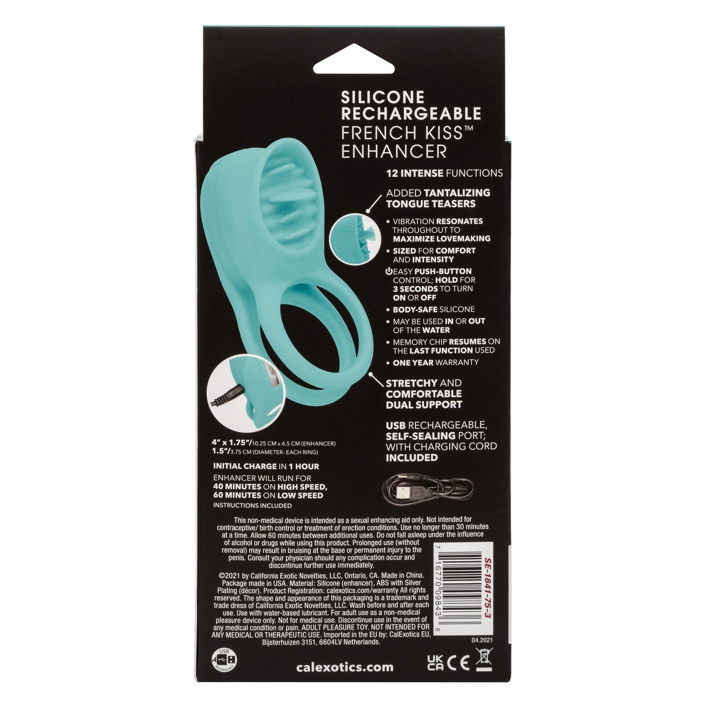 Silicone Rechargeable French Kiss Enhancer – Vibrator with 12 Functions and Flickering Teaser Ring