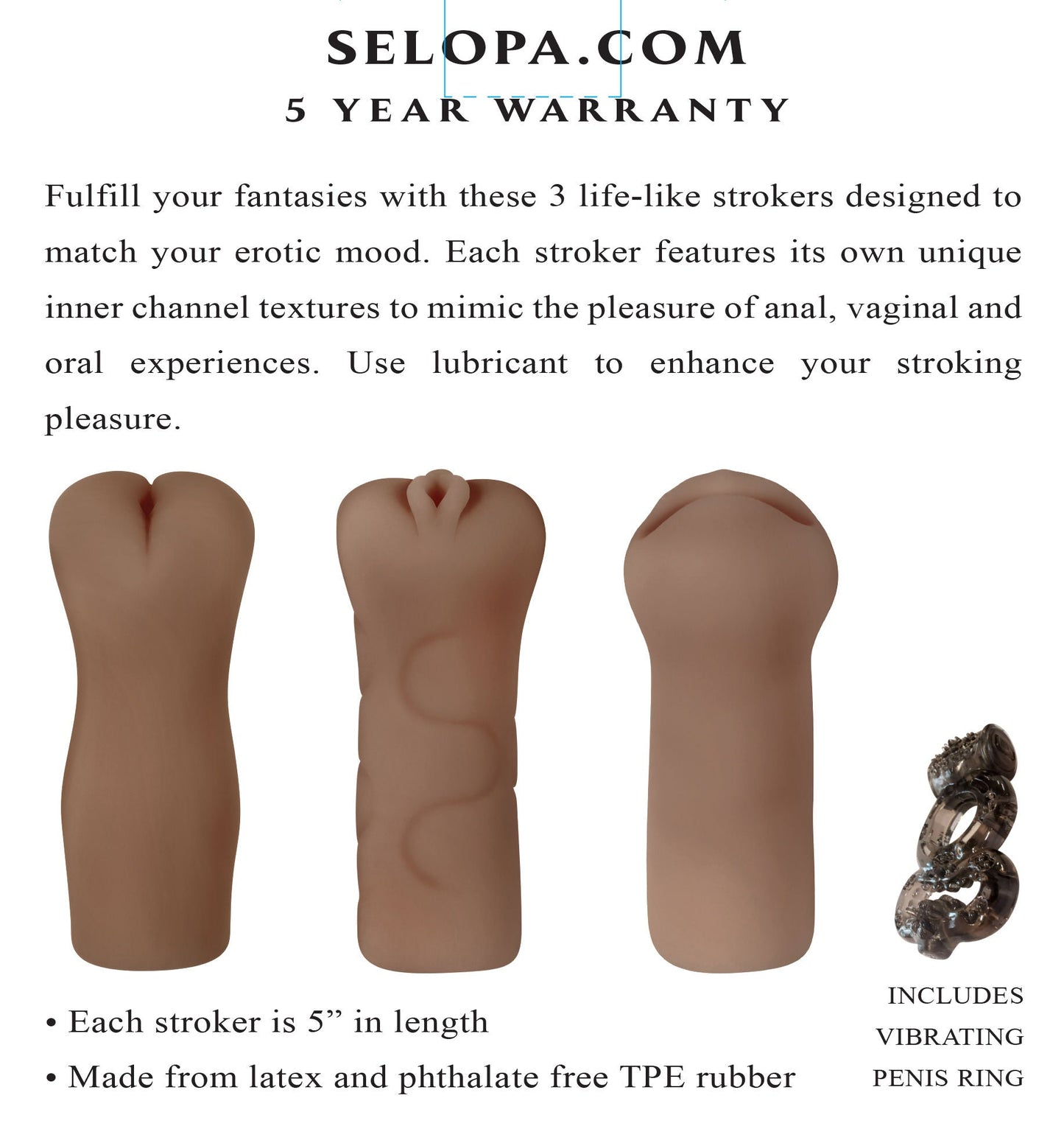 Party Pack Dark Realistic Strokers 3x Set