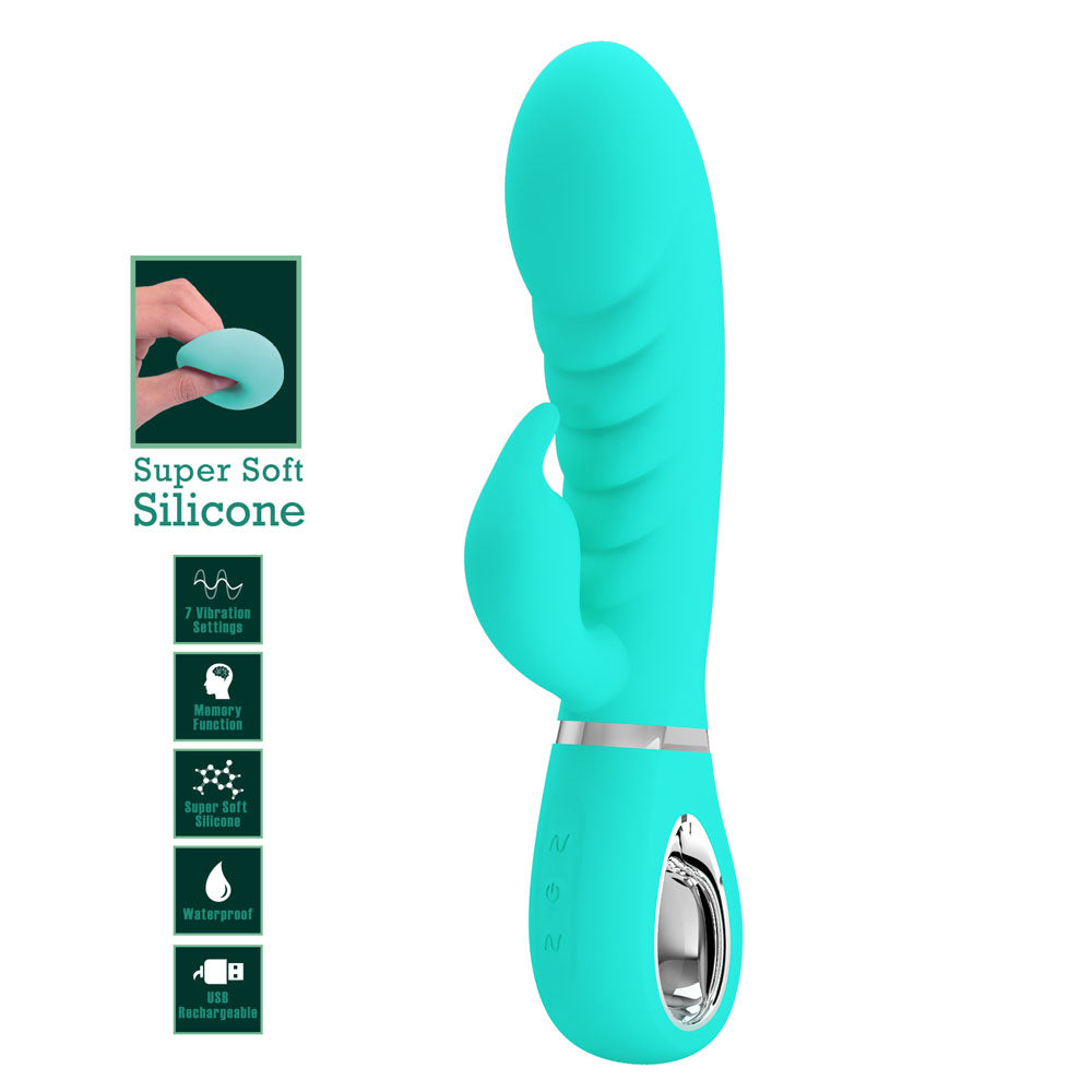 Party Up Edward Rabbit Vibe Teal 20 cm Rabbit Vibrator