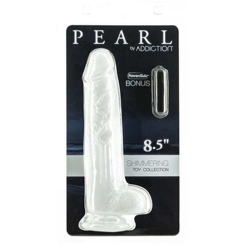 Pearl Dildo 8.5 Inch Pearl White with Suction Cup Base