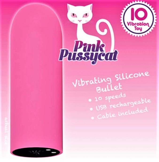 Pink Pussycat Petite Silicone Bullet Vibrator 10 Speeds Water Resistant