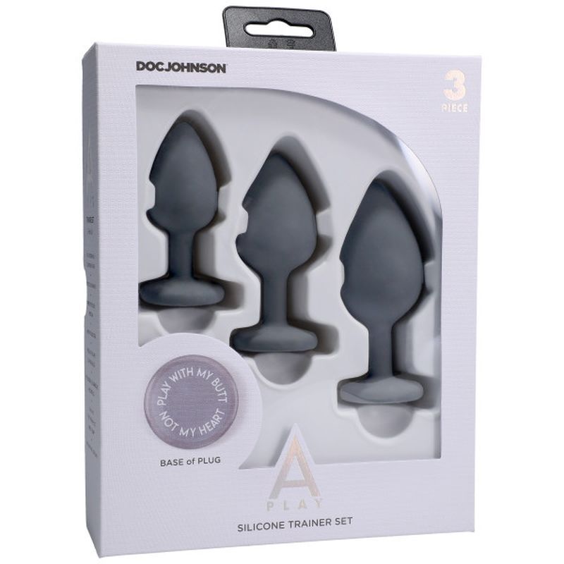 Play With My Butt Not My Heart Silicone Anal Trainer Set Grey
