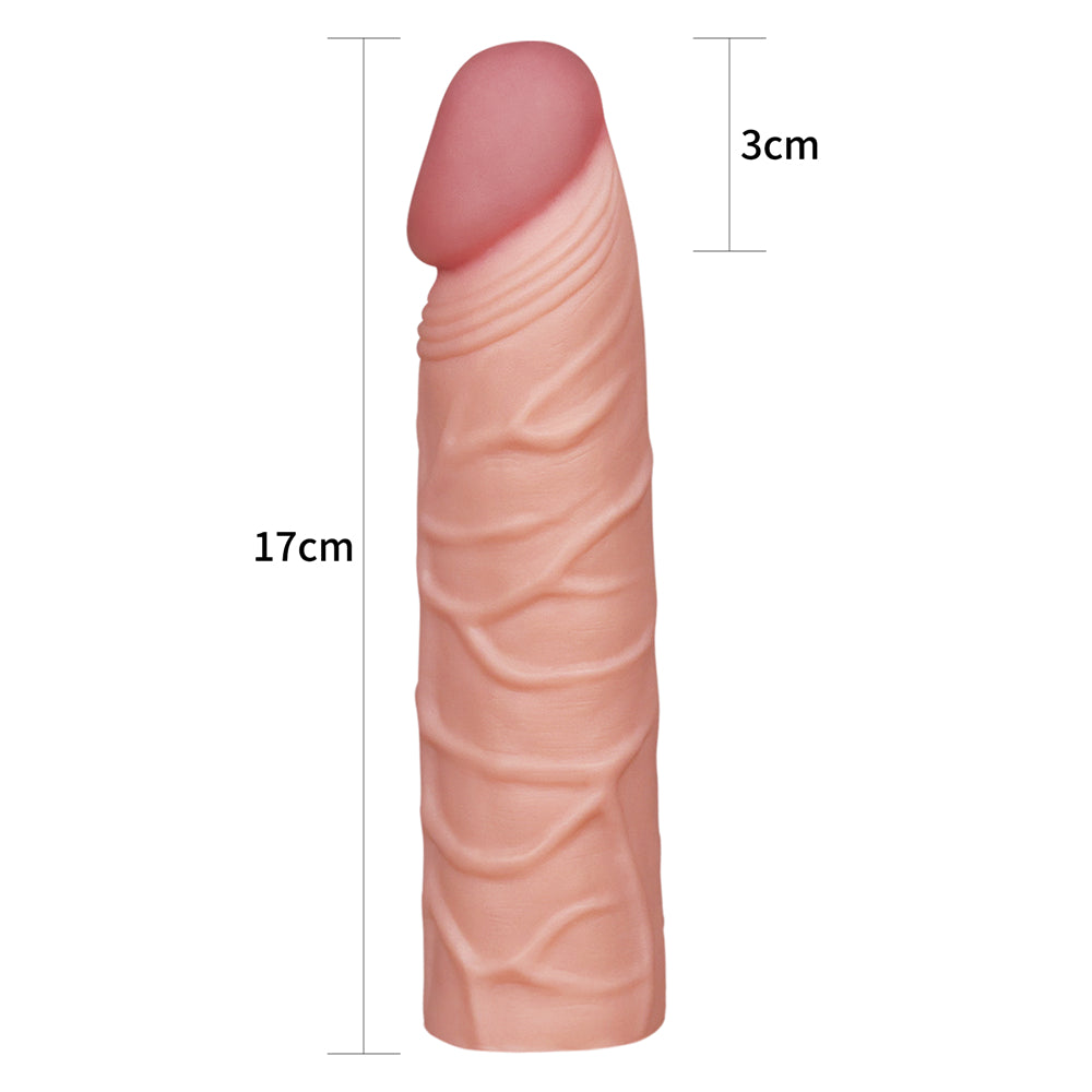 Pleasure X-Tender (Flesh) – 30% thicker. 1" inch extra Penis Extension Sleeve