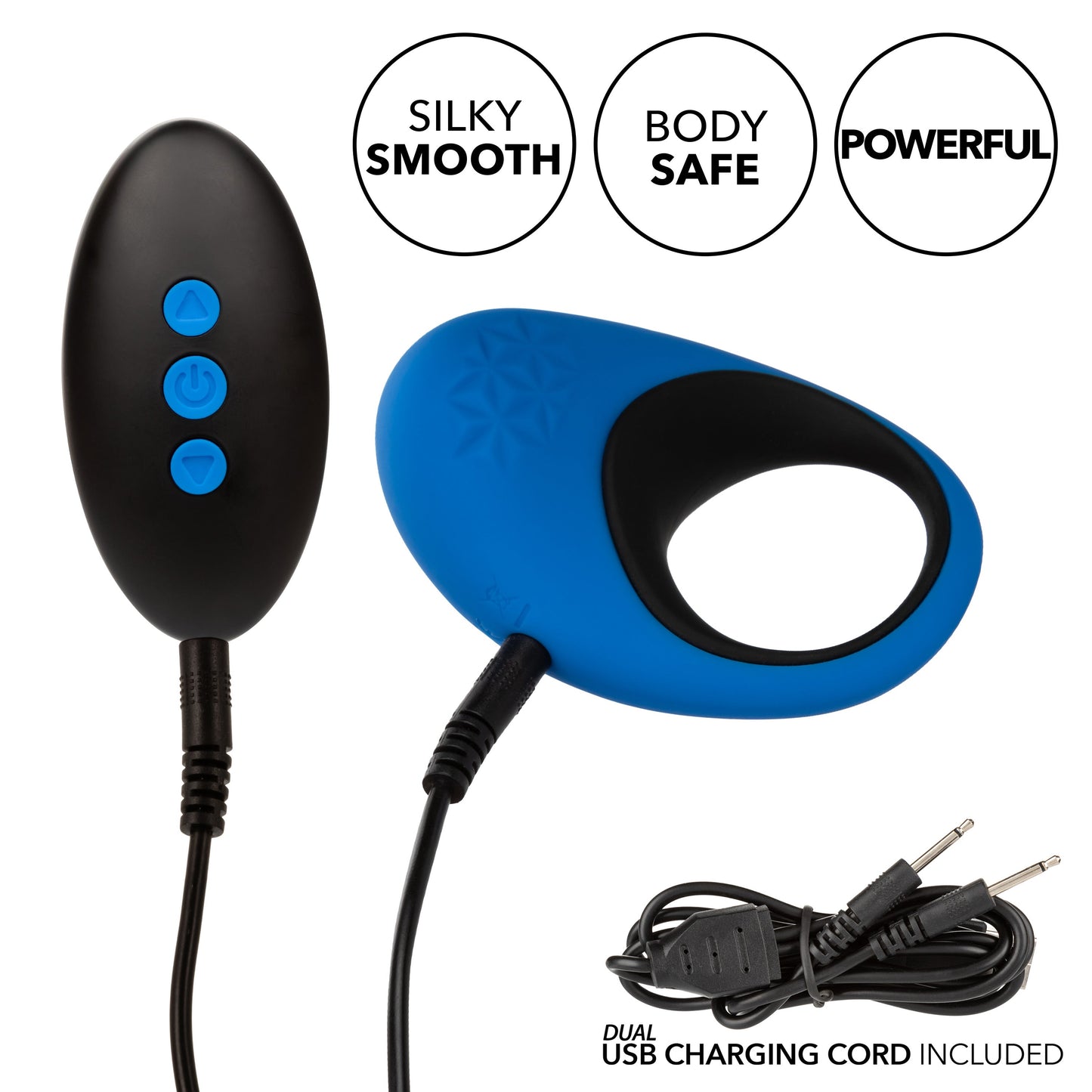 Link Up Remote Max Dual Stimulating Vibrating Silicone Ring With Remote Control Blue